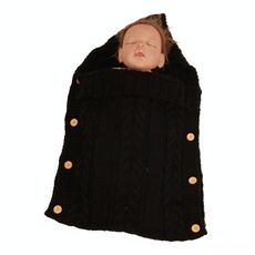 ZZSD0002 Autunno / Inverno Baby Bambino a maglia Pulsante di lana Borsa a pelo Fotografia da Sleep Blant Pedroller Borsa a pelo (nero)