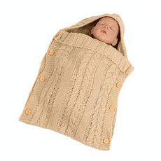 ZZSD0002 Autunno / Inverno Baby Bambino lavorato a maglia Pulsante di lana Borsa a pelo BACK Coperta Passeggino Borsa a pelo (beige)