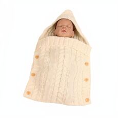 ZZSD0002 Autunno / Inverno Baby Knitted Bottone di lana Borsa a pelo BACCHETTO PAGAMENTO Coperta Passeggino Borsa a pelo (Cream White)
