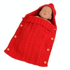 ZZSD0002 Autunno / Inverno Baby Bambino a maglia Pulsante di lana Pulsante Sleeping Bag Fotografia Guardia Passeggino Borsa a pelo (Big Red)