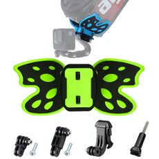 Adattatore per montaggio su casco a farfalla con braccio girevole a 3 vie e fibbia con gancio a J e vite lunga per GoPro Hero12 Black / Hero11 /10 /9 /8 /7 /6 /5, Insta360 Ace / Ace Pro, DJI Osmo Action 4 e altre azioniFotocamere (verde fluorescente)