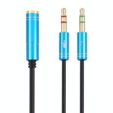 Cavo adattatore maschio da 3,5 mm a 2 x 3,5 mm (blu)