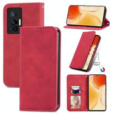 Per vivo X70 Pro Retro Skin Self Affari Business Magnetic Horizontal Case in pelle flip con titolare e carte slot e portafoglio e cornice fotografica (rosso)