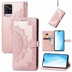 Per vivo S7 Mandala Pattern Embossing Caso in pelle flip orizzontale con supporto e carte Slot e portafoglio e cordino (oro rosa)