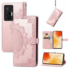 Per Vivo X70 Pro Mandala Pattern Growdral Pattern Horizontal flip custodia in pelle con supporto e carte Slot & Portafoglio e cordino (oro rosa)