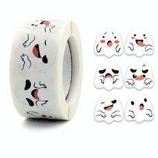 10 PCS Halloween Ghost Emoji Adesivi Bambini Decorazione regalo Decorazione Adesivi per sigillamento del cibo, Dimensioni: 25x25mm (K-129)