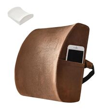 Cuscino per cuscino in vita ufficio cuscino con cuscino, stile: memory schiuma (marrone in pelle scamosciata)