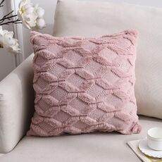 Double-lated Peluche Cuscino Home Divano Cuscino Federa, Dimensioni: 45x45cm senza nucleo (Rifinitura rosa)
