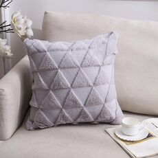 Double-lated Peluche Cuscino Home Divano cuscino federa, misura: 45x45 cm senza anima (triangolo positivo grigio)