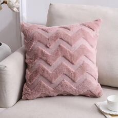 Double-lated Peluche Pillow Home Divano cuscino federa, misura: 45x45cm federa + core (rosa grandi onde)