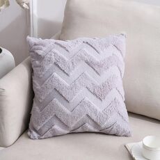 Double-lated Peluche Pillow Home Divano Cuscino Federa, Dimensioni: 45x45cm Pillowcase + Core (Grigio Big Waves)