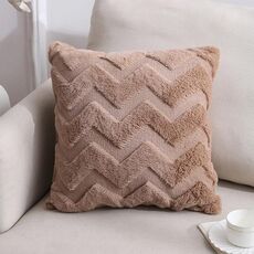 Double-lated Peluche Pillow Home Divano Cuscino Federa, Dimensioni: 45x45cm Pillowcase + Core (Brown Big Waves)