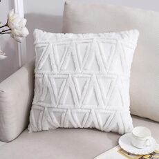 Double-lated Peluche Pillow Home Divano cuscino federa, misura: 45x45cm federa + core (triangolo bianco)