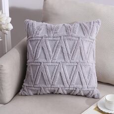 Double-lated Peluche Pillow Home Divano Cuscino Federa, Dimensioni: 45x45cm Pillowcase + Core (triangolo grigio)