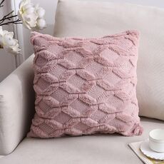 Double-lated Peluche Pillow Home Divano Cuscino Federa, Dimensioni: 45x45cm Federa + Core (Rifinitura rosa)