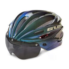 GUB K80 Plus Casco bici con visiera e occhiali (sfumato blu)