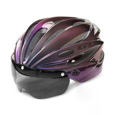GUB K80 Plus Bici Elmetto con visiera e occhiali (sfumato viola)