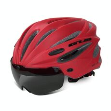 GUB K80 Plus Casco bici con visiera e occhiali (rosso)