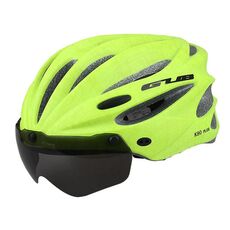 GUB K80 Plus Casco bici con visiera e occhiali (verde fluorescente)