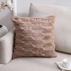 Double-lated Peluche Pillow Home Divano cuscino federa, misura: 45x45cm federa + nucleo (barca marrone)
