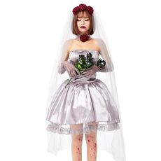 1913 Halloween Adult Vampire Costume Hanayome Rose Ghost Bride Crossdress, Dimensioni: L (argento grigio)