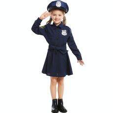 5062 Halloween Bambini Costume Girls Slim One-Piece Manica lunga Police Skirt Uniform, Dimensioni: XS (blu navy)