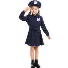 5062 Halloween Bambini Costume Girls Slim One-Piece Manica lunga Police Skirt Uniform, Dimensioni: S (blu navy)
