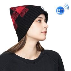 M3-BL Bluetooth Music Headset Headset Hat Lady Warm Night Lighting Hat (Black Red)
