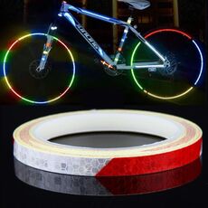 5 rotoli Bicycle Mountain Bike Sticker Motorcycle Auto Contorno Autoadesivo riflettente Notte Autoadesivo riflettente, Dimensioni: 2 x 800 cm (bianco rosso)
