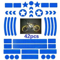 2 set bicicletta a nido d'ape Autoadesivo riflettente Night Reflective Logo Grid Stripe Striscia di avvertimento (blu)