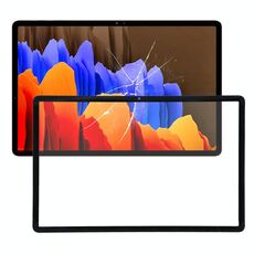 Per Samsung Galaxy Tab S7+ SM-T970 Lente in vetro esterno per schermo frontale con adesivo OCA otticamente trasparente (nero)