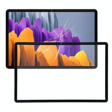 Per Samsung Galaxy Tab S7 SM-T870 Schermo frontale Lente esterna in vetro con adesivo OCA otticamente trasparente (nero)