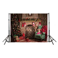 2.1m x 1,5 m 3D Camino di Natale Studio Studio Panno