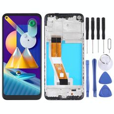 Schermo LCD originale per Samsung Galaxy M11 SM-M115 digitalizzatore assemblaggio completo con cornice (nero)