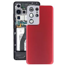 Coperchio posteriore della batteria con coperchio dell'obiettivo della fotocamera per Samsung Galaxy S21 Ultra 5G (rosso)