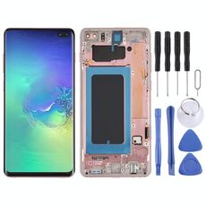 Schermo LCD Super AMOLED originale per Samsung Galaxy S10+ Digitizer Assemblaggio completo con cornice (rosa)
