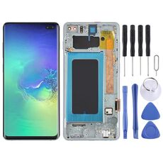 Schermo LCD originale Super AMOLED per Samsung Galaxy S10+ Digitizer Assemblaggio completo con cornice (verde)