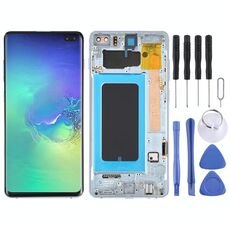 Schermo LCD Super AMOLED originale per Samsung Galaxy S10+ Digitizer Assemblaggio completo con cornice (blu)