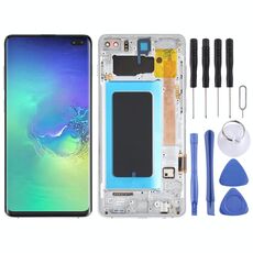 Schermo LCD Super AMOLED originale per Samsung Galaxy S10+ Digitizer Assemblaggio completo con cornice (argento)
