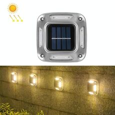 8 Lampada da parete solare a LED Acciaio inossidabile da esterno Luce sepolta (luce calda)