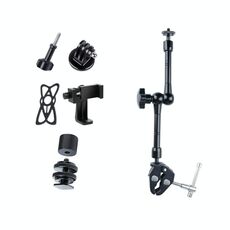 Attrito regolabile da 11 pollici Articulating Braccio magico + Grandi clip artigli con morsetto per telefono (nero)