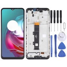 Schermo LCD TFT per Motorola Moto G30 XT2129-1 XT2129-2 digitalizzatore assemblaggio completo con telaio (nero)