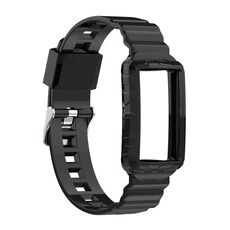 Per Fitbit Carica 5 Silicone One Body Armour Guardia cinturino (nero)