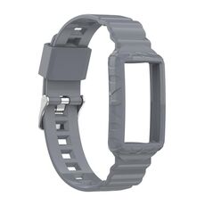 Per Fitbit Carica 4 Silicone One Body Armor Guardia cinturino (grigio)