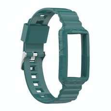 Per Fitbit Carica 4 SE Silicone One Body Armour Guardia cinturino (aghi di pino verde)