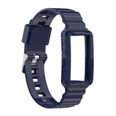 Per Fitbit Carica 3 SE Silicone One Body Armour Guardia cinturino (blu navy)
