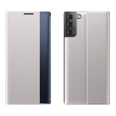 Per Samsung Galaxy S22 5G Display laterale MAGNETIC TRAIN PLAIN PLAIN PLAND + Custodia PC con supporto e funzione Sleep / Wake-up (argento)