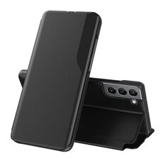 Per Samsung Galaxy S22 5G Display laterale antiurto antiurto in pelle flip in pelle con supporto (nero)