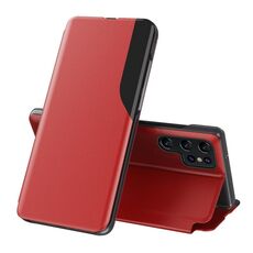 Per Samsung Galaxy S22 Ultra 5G Display laterale antiurto antiurto antiurto in pelle flip con supporto (rosso)