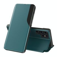 Custodia per telefono in pelle con supporto a vibrazione per Samsung Galaxy S22 Ultra 5G (verde)